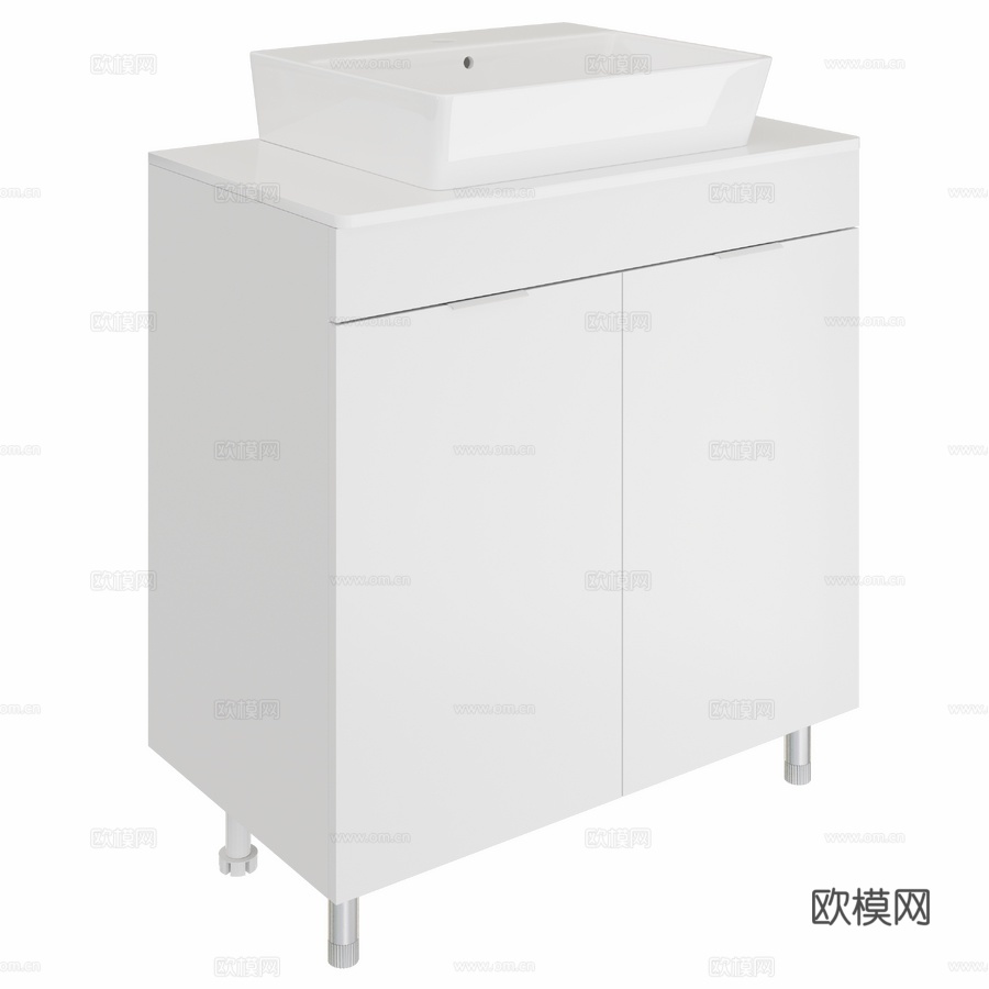 OM 带水槽柜 DIWO Anapa 80 落地式，白色3d模型下载