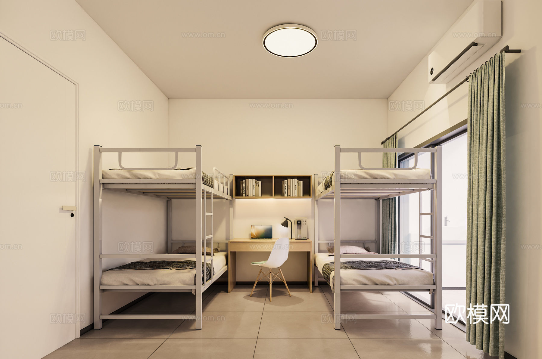学校四人空间宿舍su模型