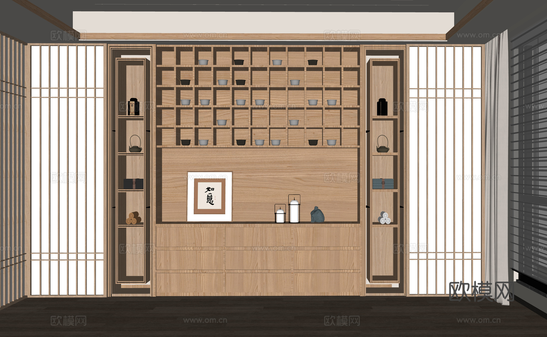 现代餐边柜 茶室柜 酒柜su模型