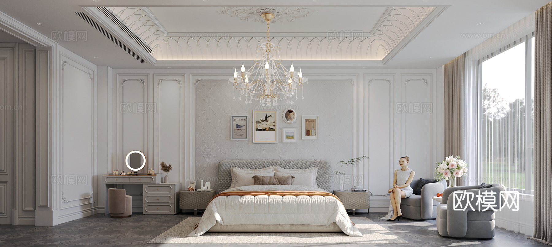 法式卧室3d模型下载