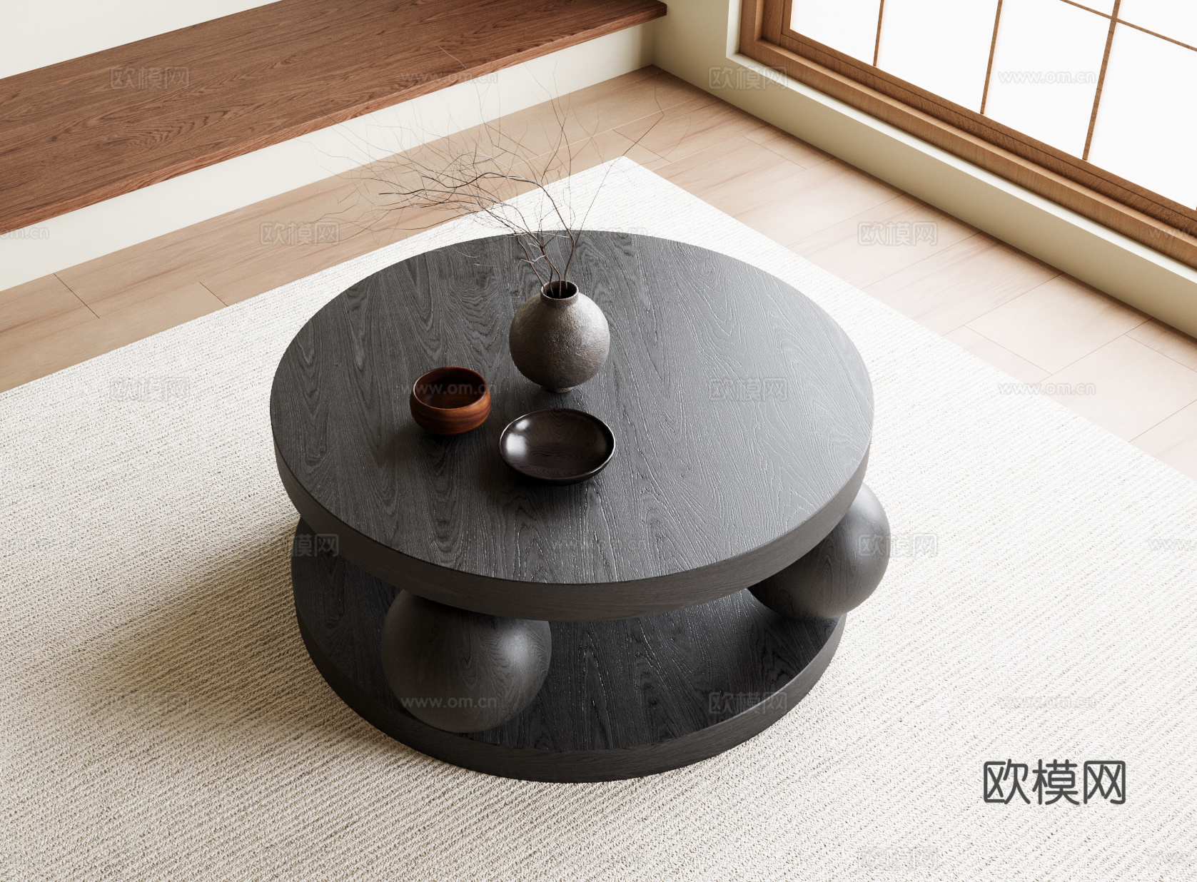 现代圆形茶几su模型