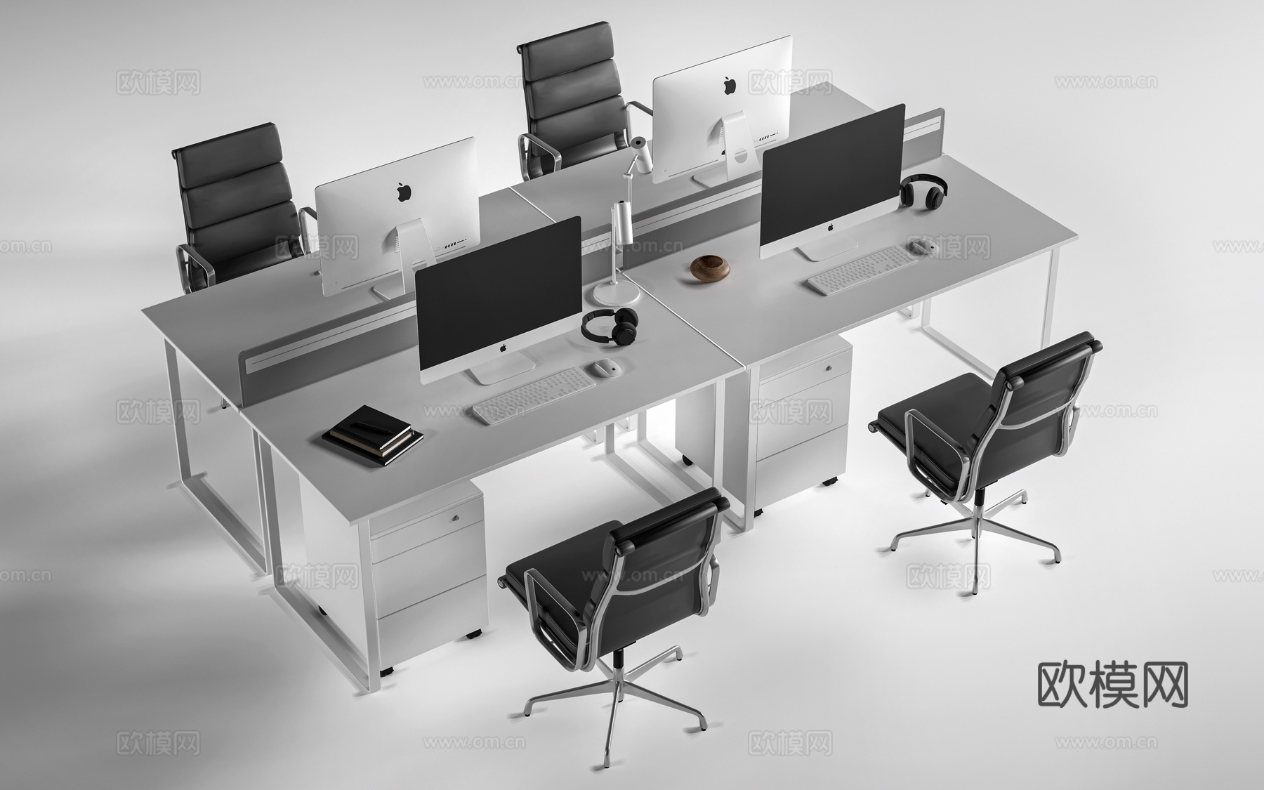 现代办公桌椅 工位桌椅 办公区桌椅su模型