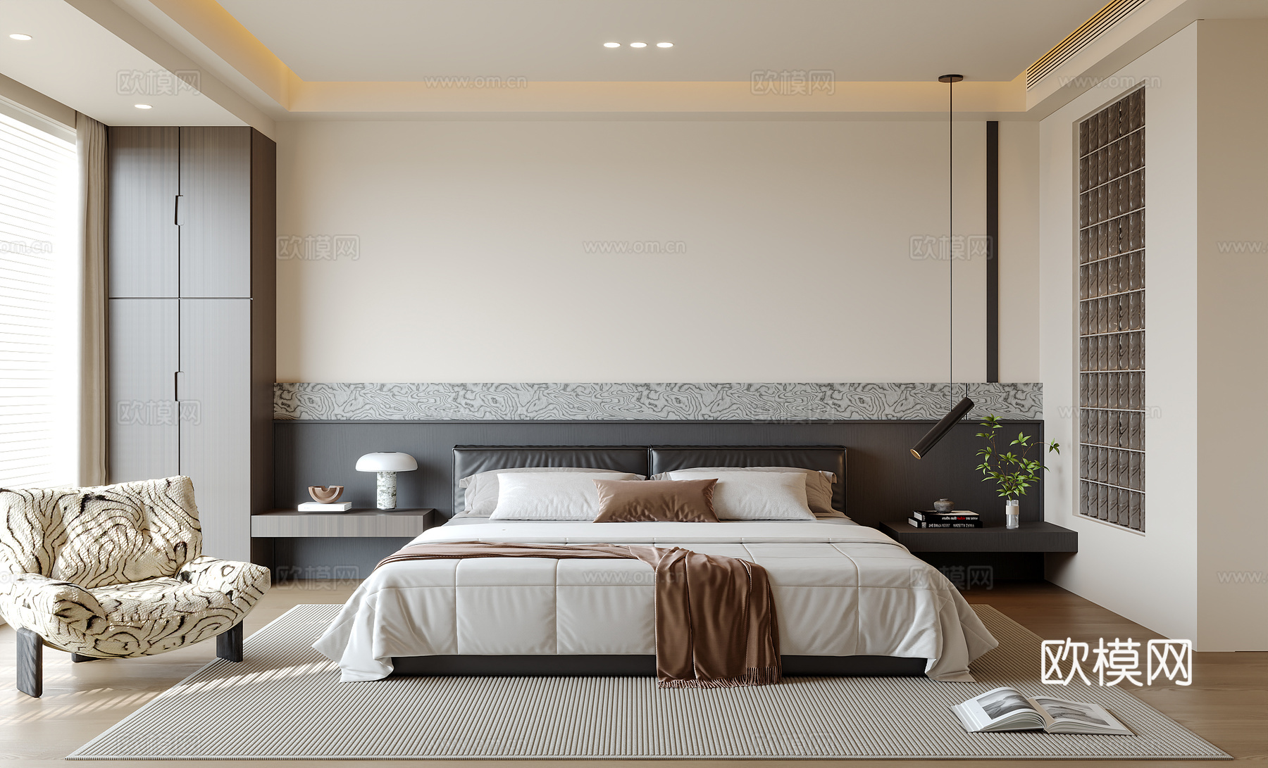 现代意式卧室su模型