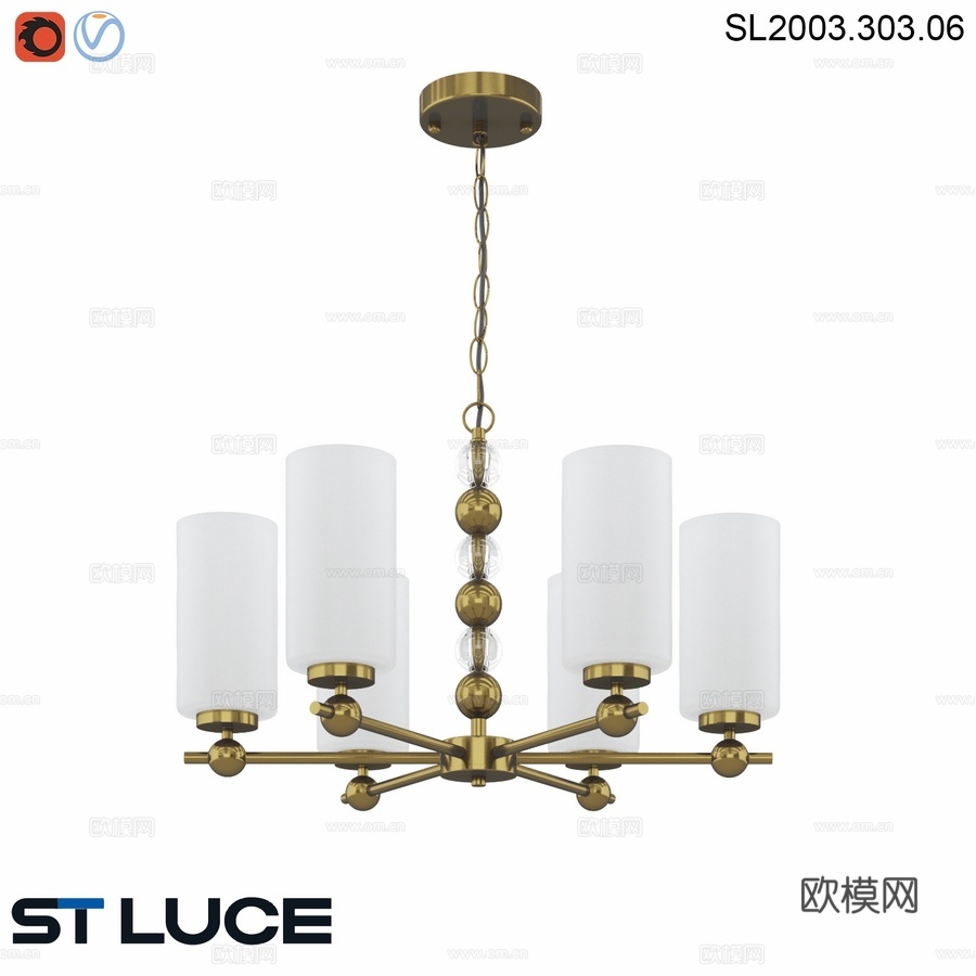 OM灯具（白炽灯款），黄铜材质，白色，AURO3d模型下载