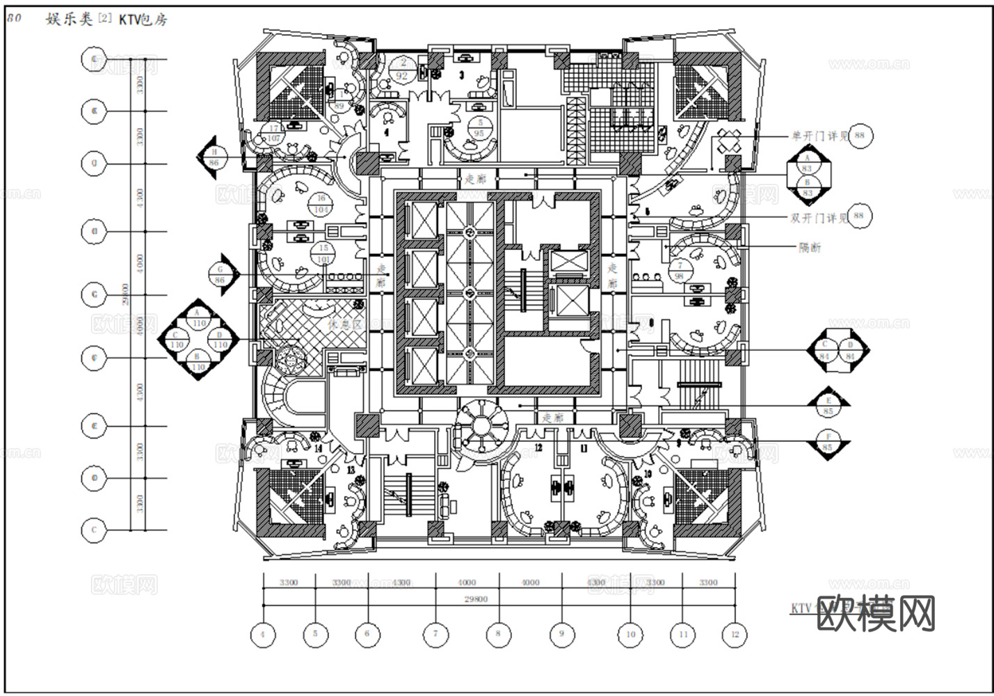 24套KTV娱乐会所CAD施工图cad施工图