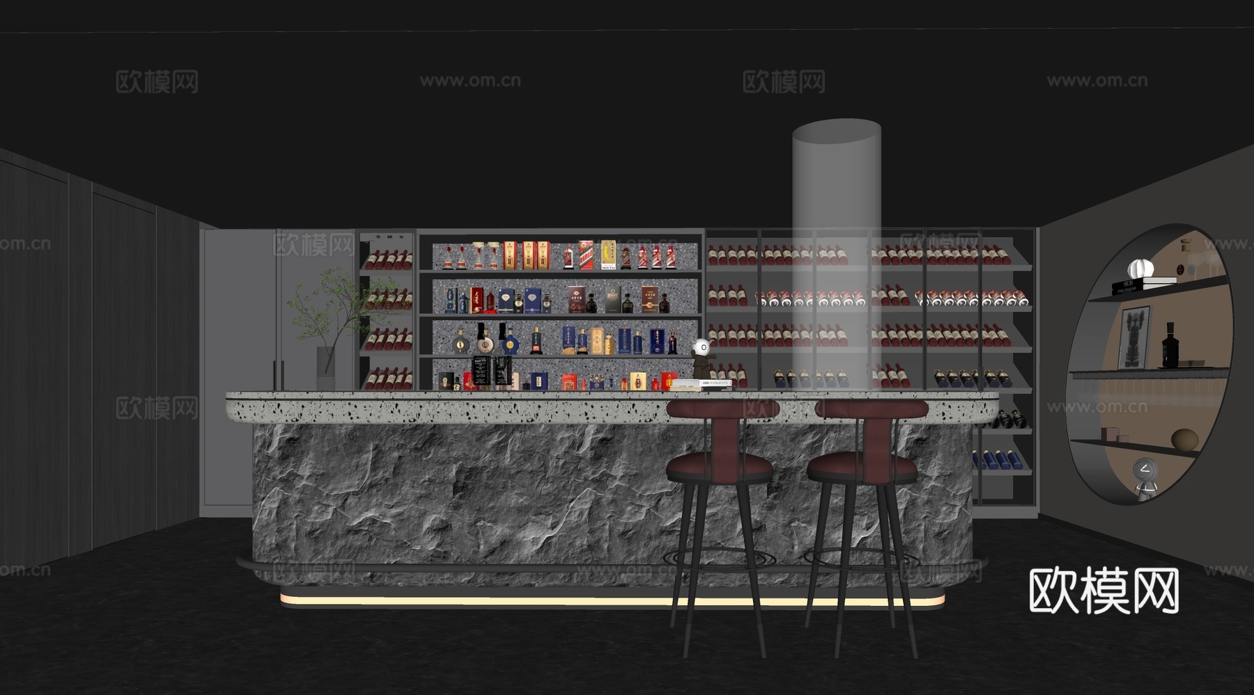 现代咖啡厅 奶茶店 水吧台操作台 酒柜su模型