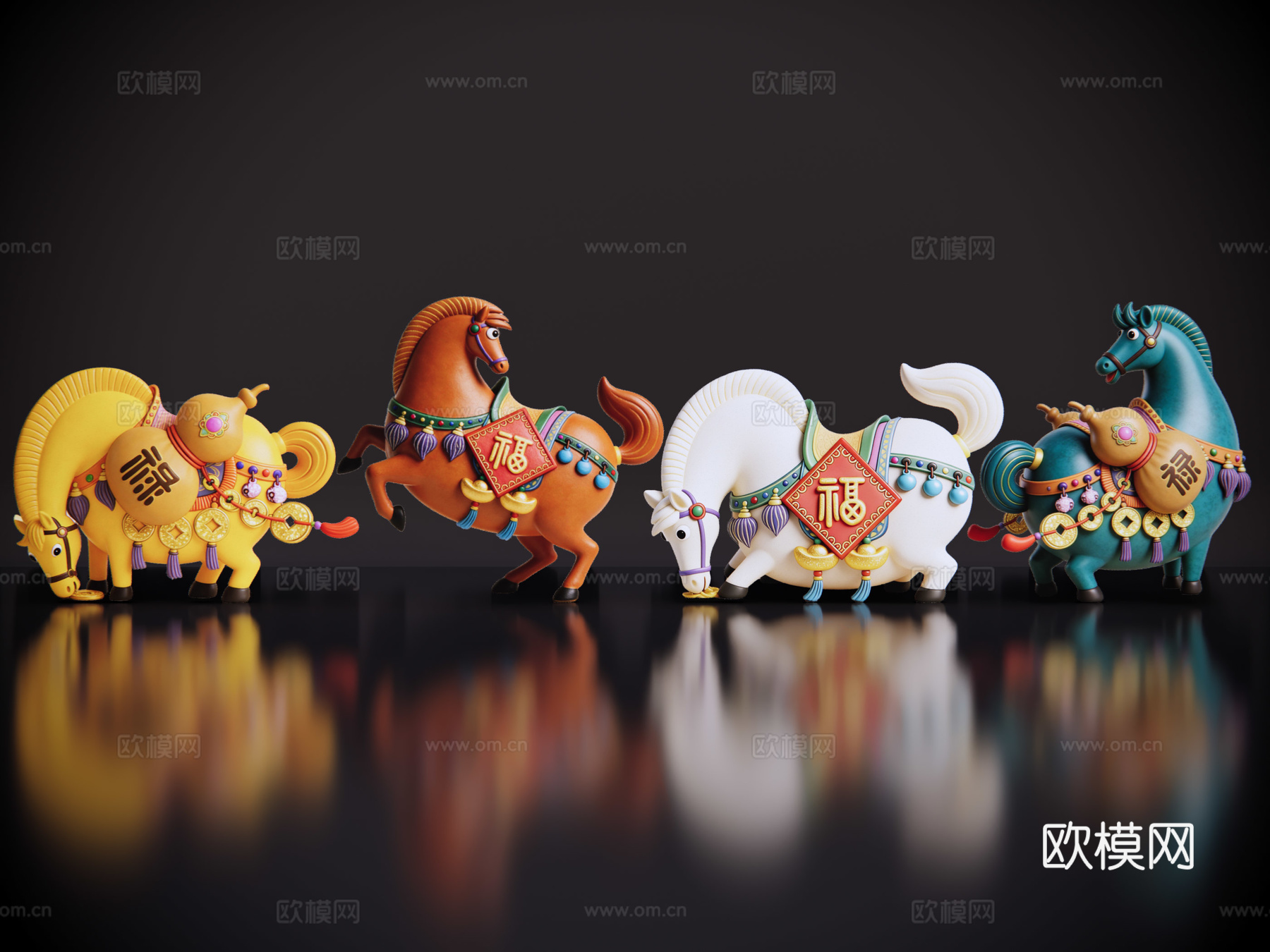 2D马年手办 国潮手办 马年摆件 非遗传承活动 非遗手办su模型