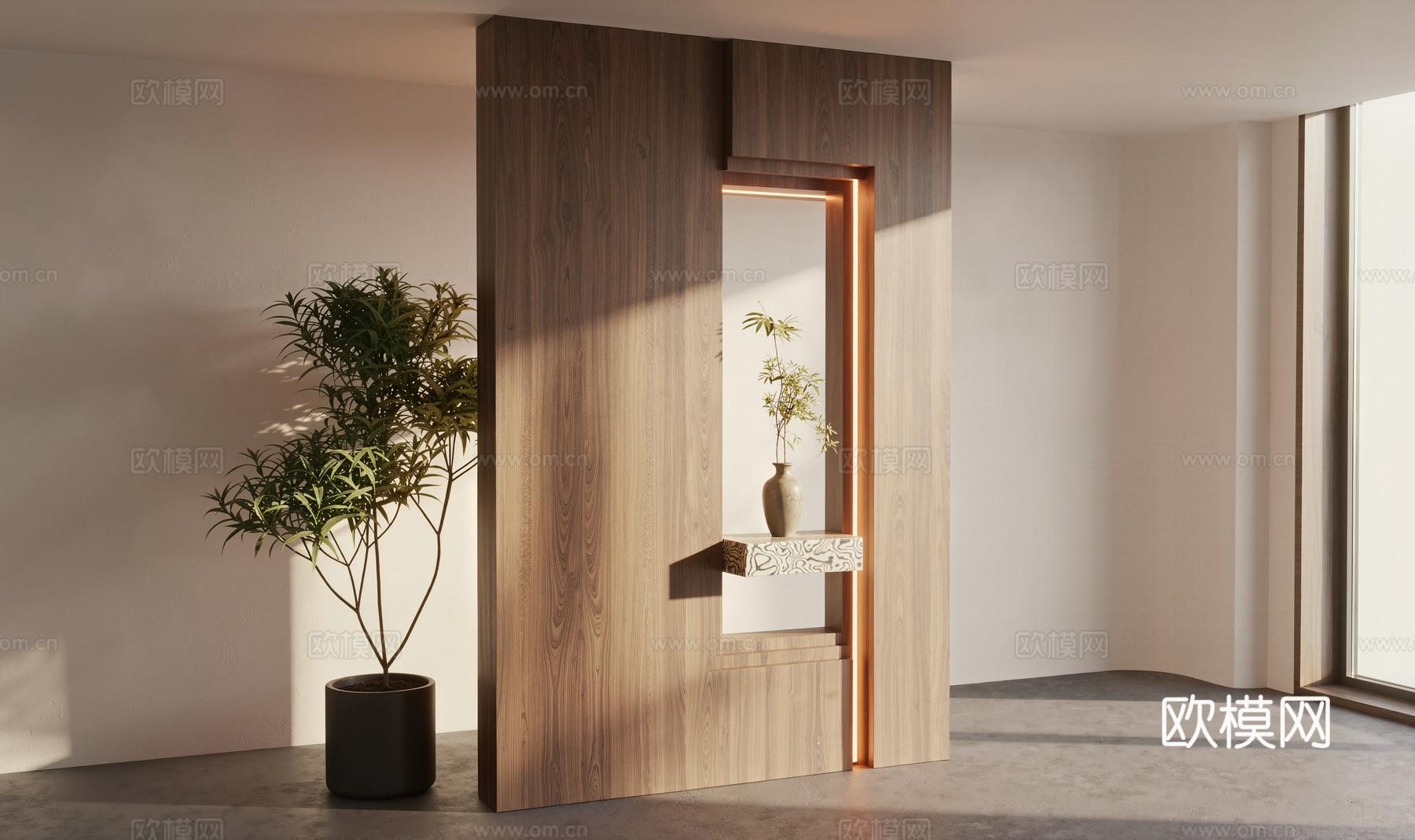 中古风玄关 隔断su模型