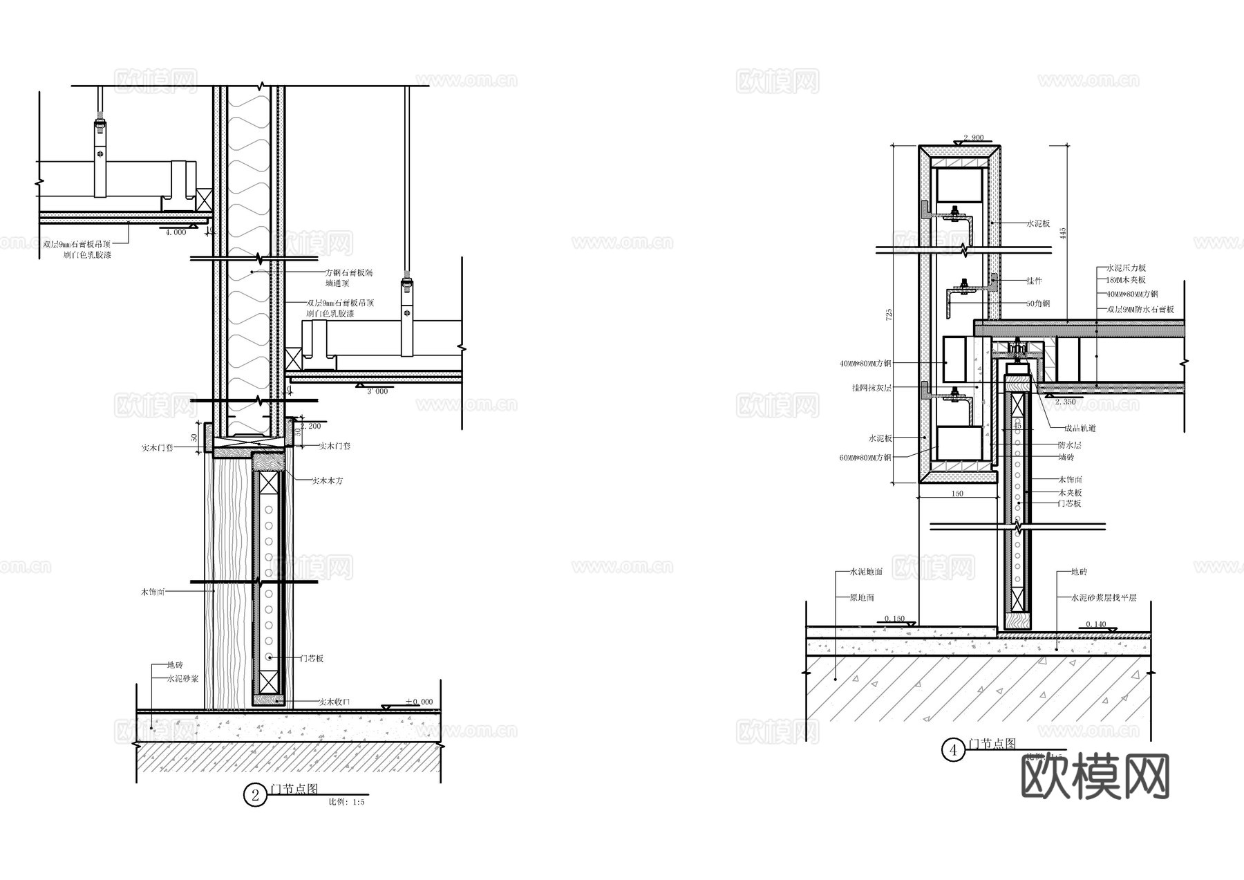 门竖剖节点大样图cad施工图