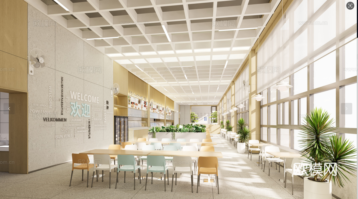 学校餐厅空间su模型