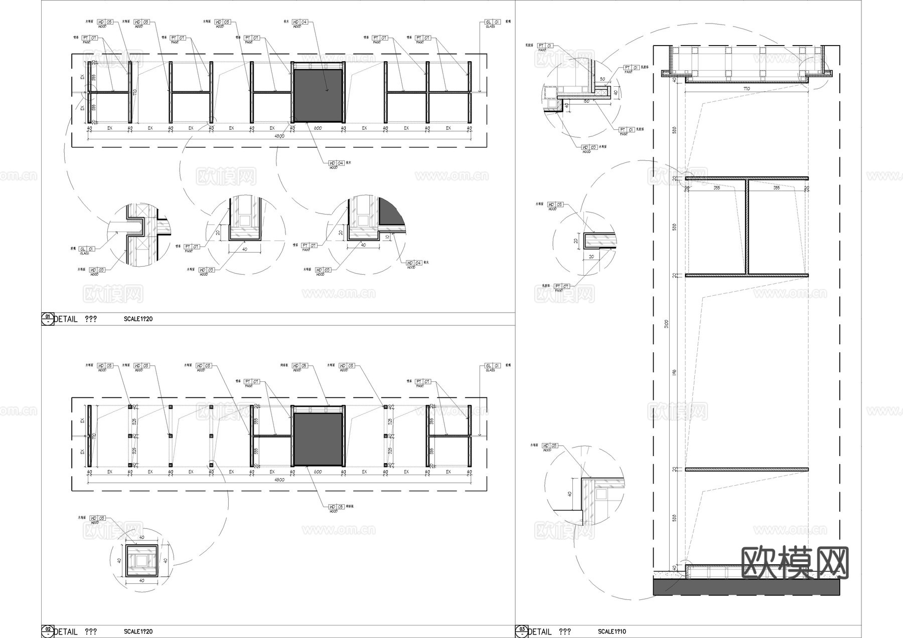 包柱隔断柜节点大样图cad施工图