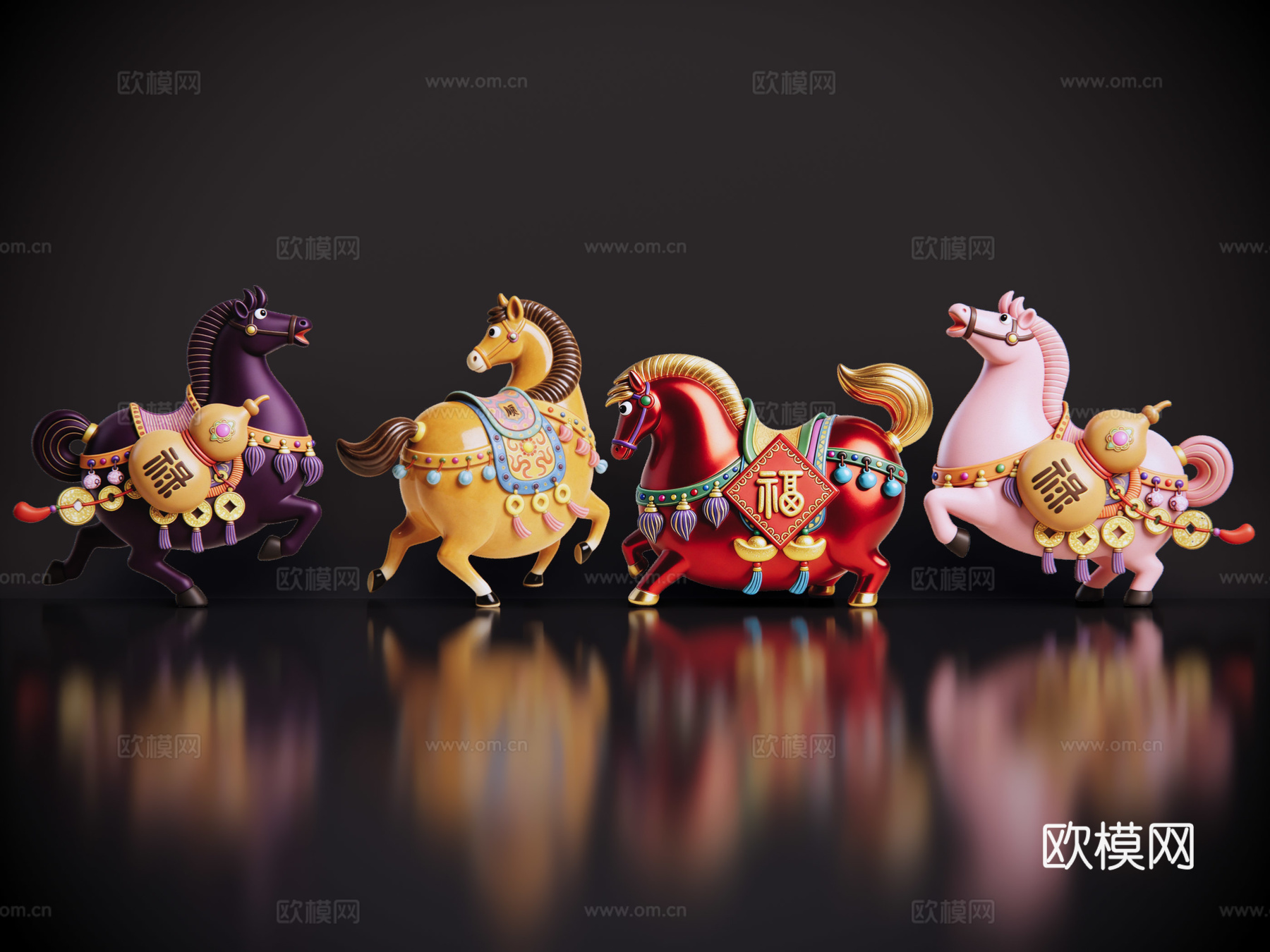 2D马年手办 国潮手办 马年摆件 非遗传承活动 非遗手办su模型