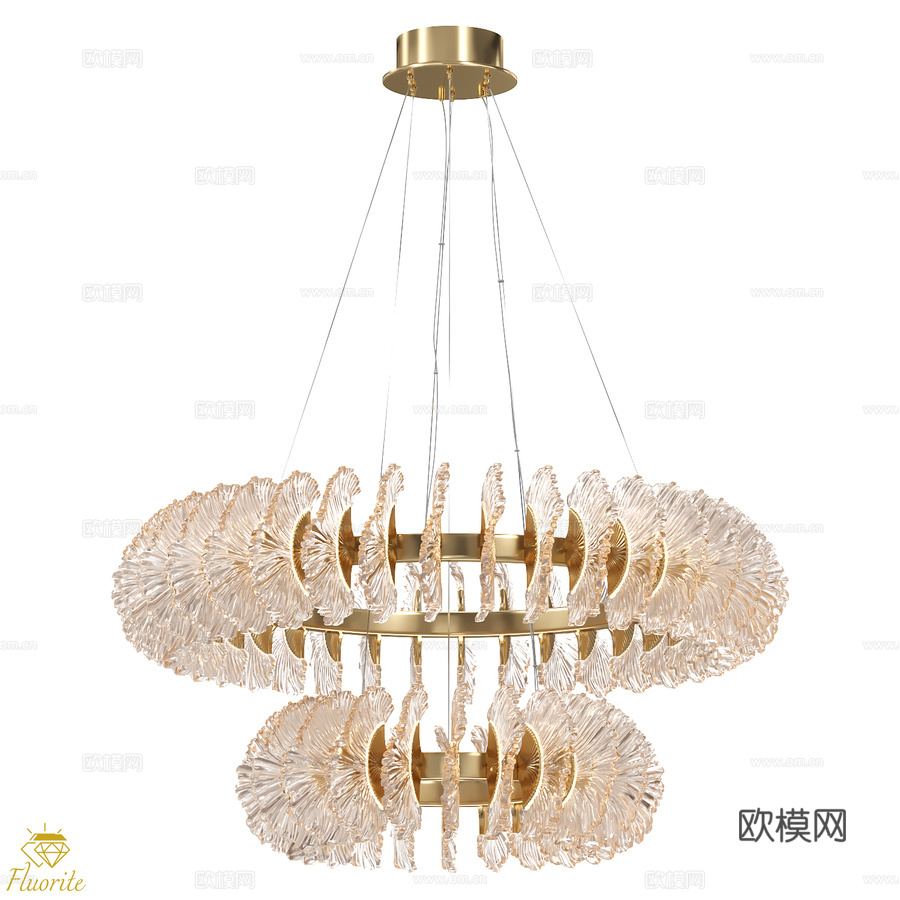 海洋萤石800毫米+500毫米吊灯FL1094-20P (O3d模型下载