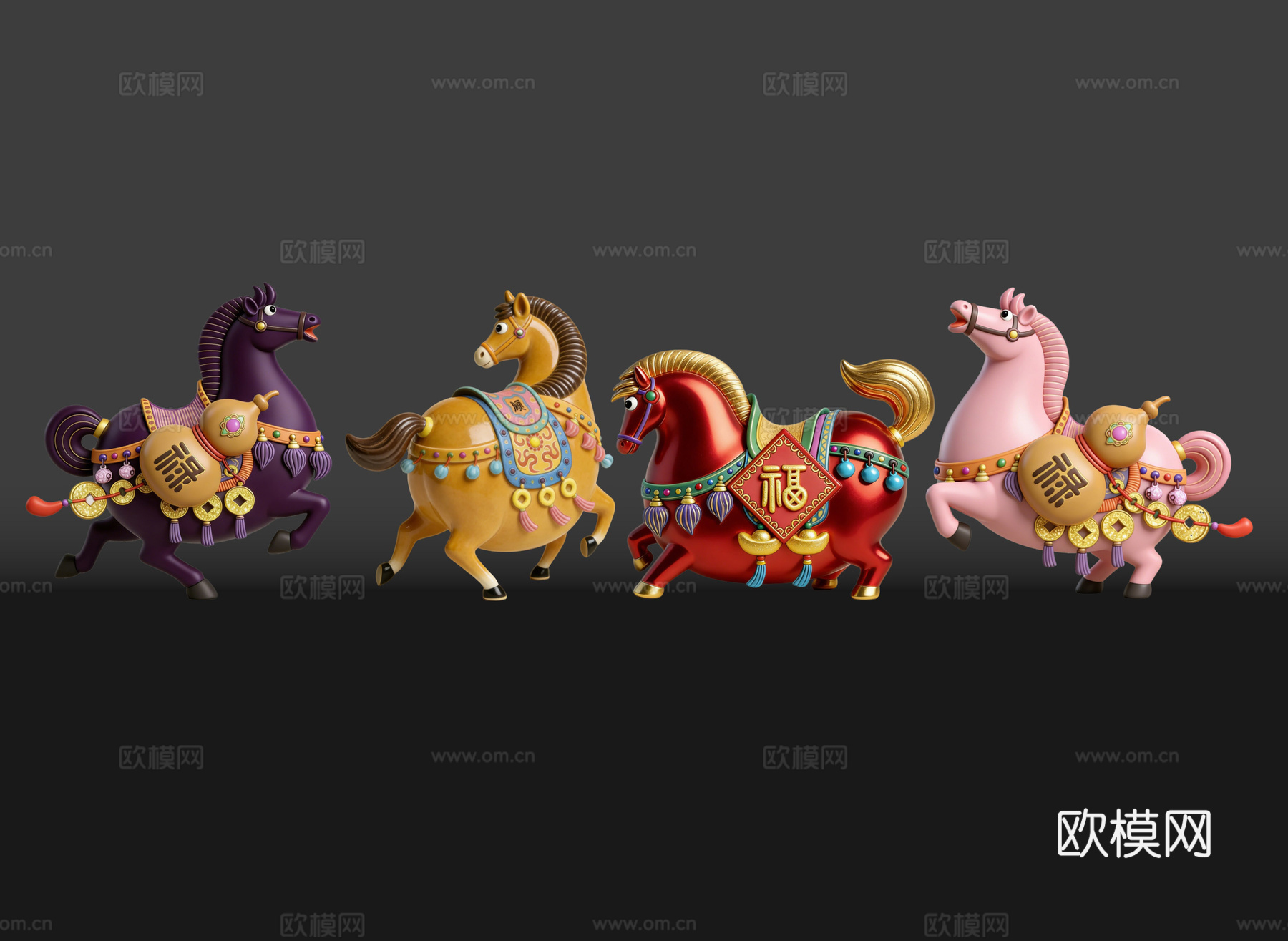 2D马年手办 国潮手办 马年摆件 非遗传承活动 非遗手办su模型