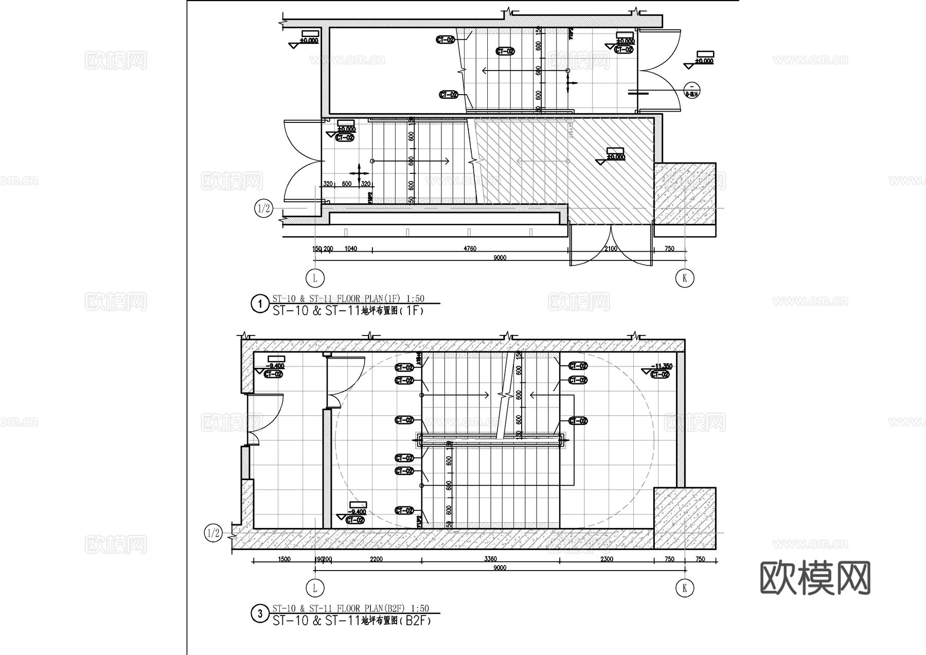 公共楼梯间施工图cad施工图