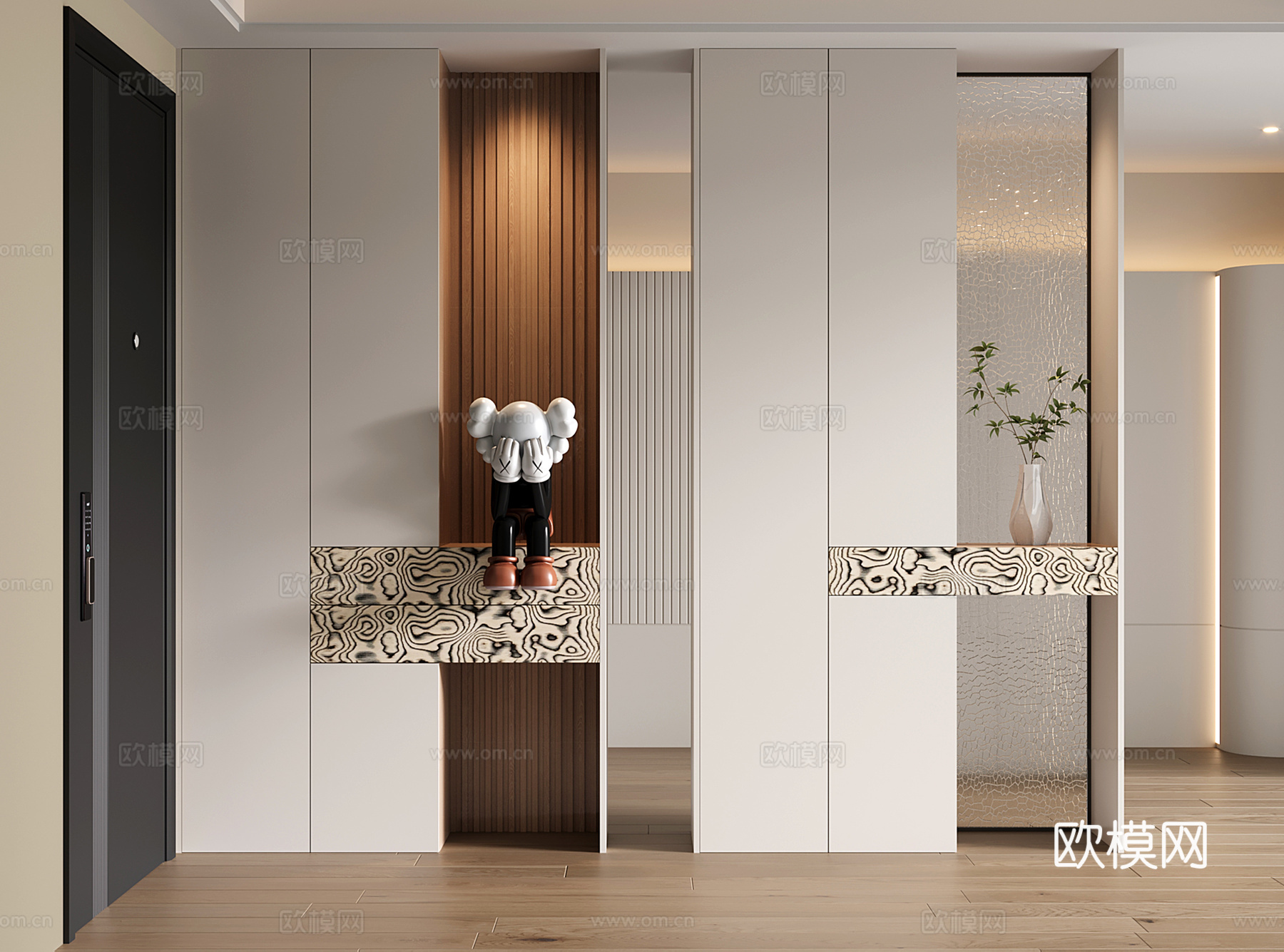 现代隔断柜 玄关柜 入户隔断鞋柜su模型