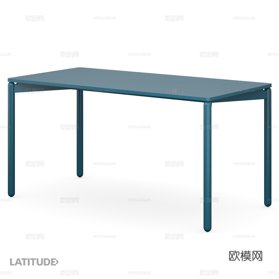 Saga餐桌，75x150厘米，蓝绿色Latitude3d模型下载