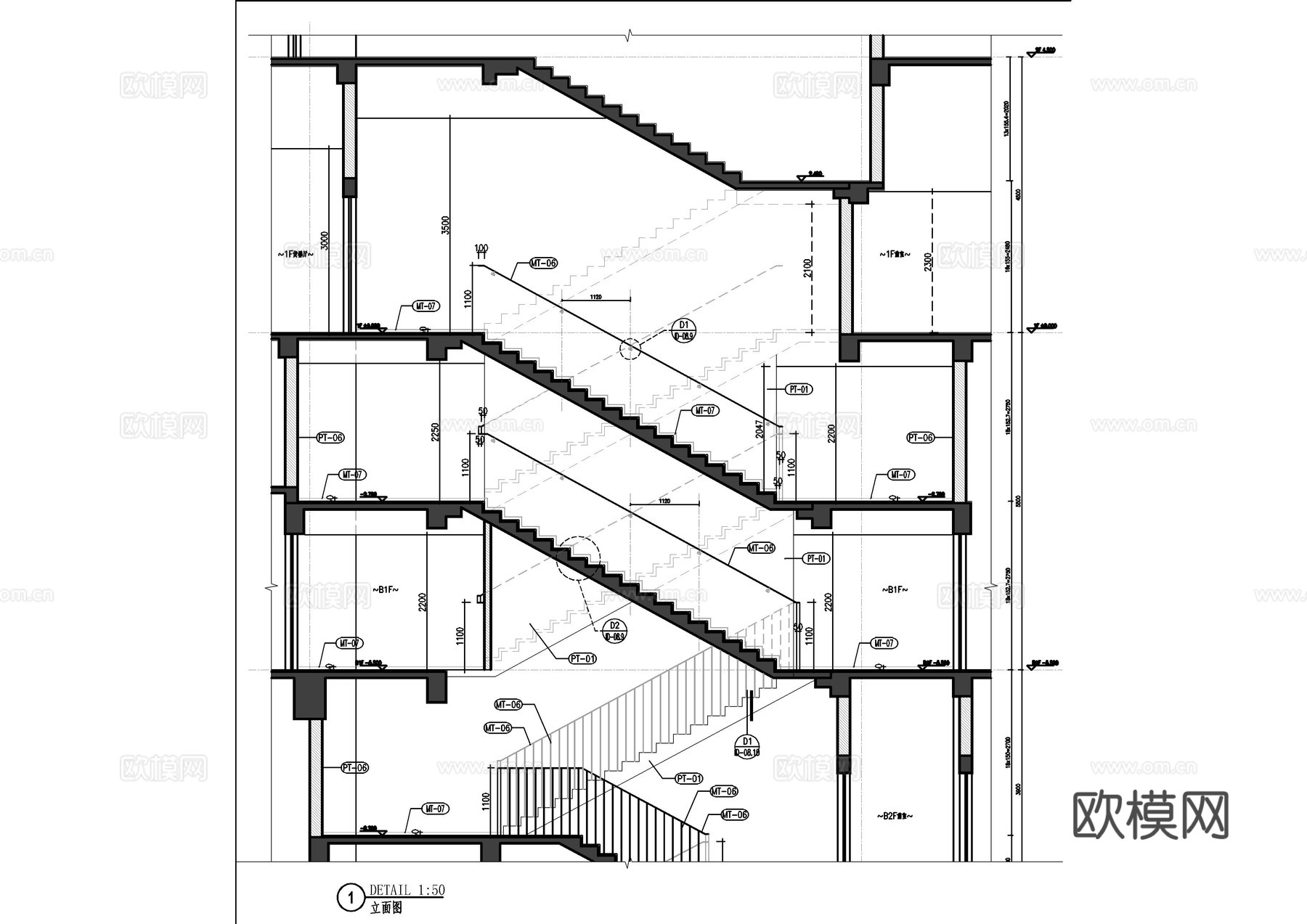 公共楼梯间施工图cad施工图