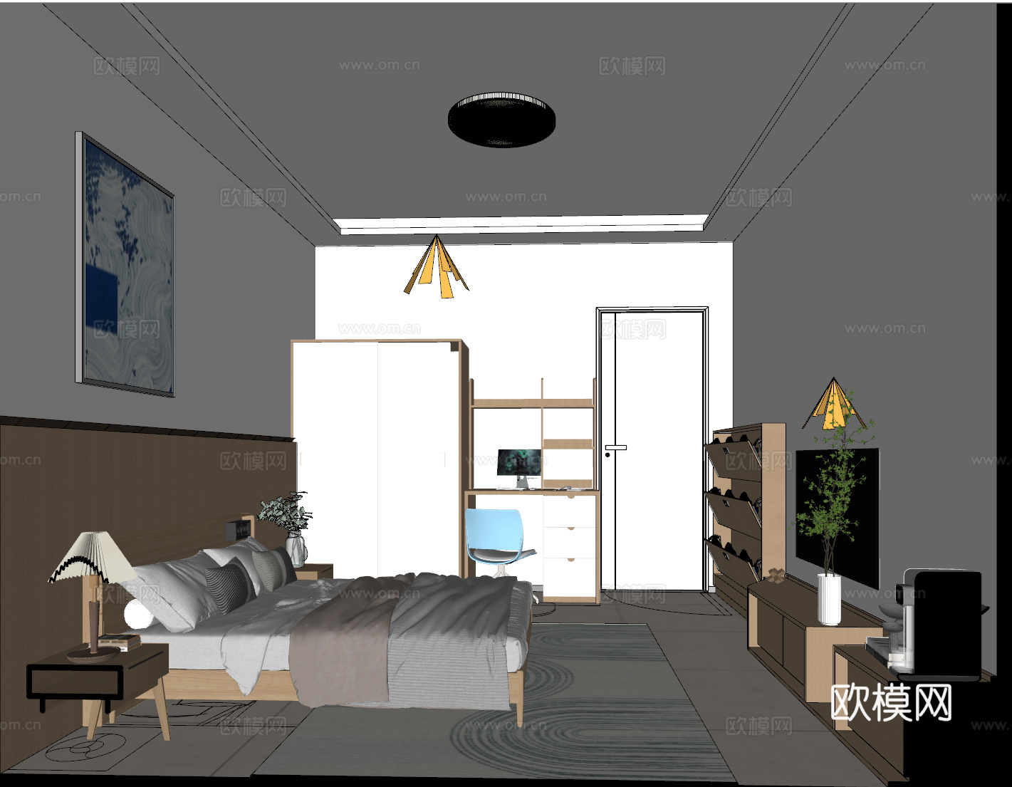 单人公寓空间su模型