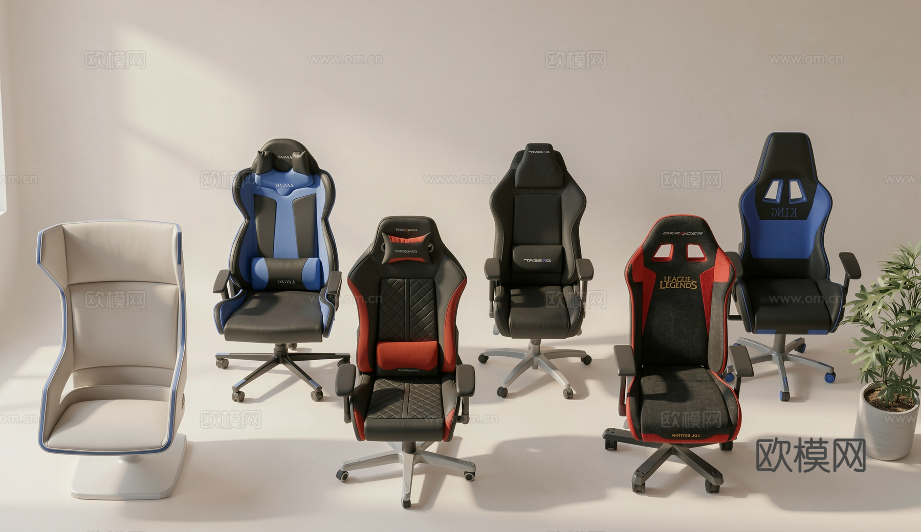 现代电竞椅_游戏椅_转椅su模型