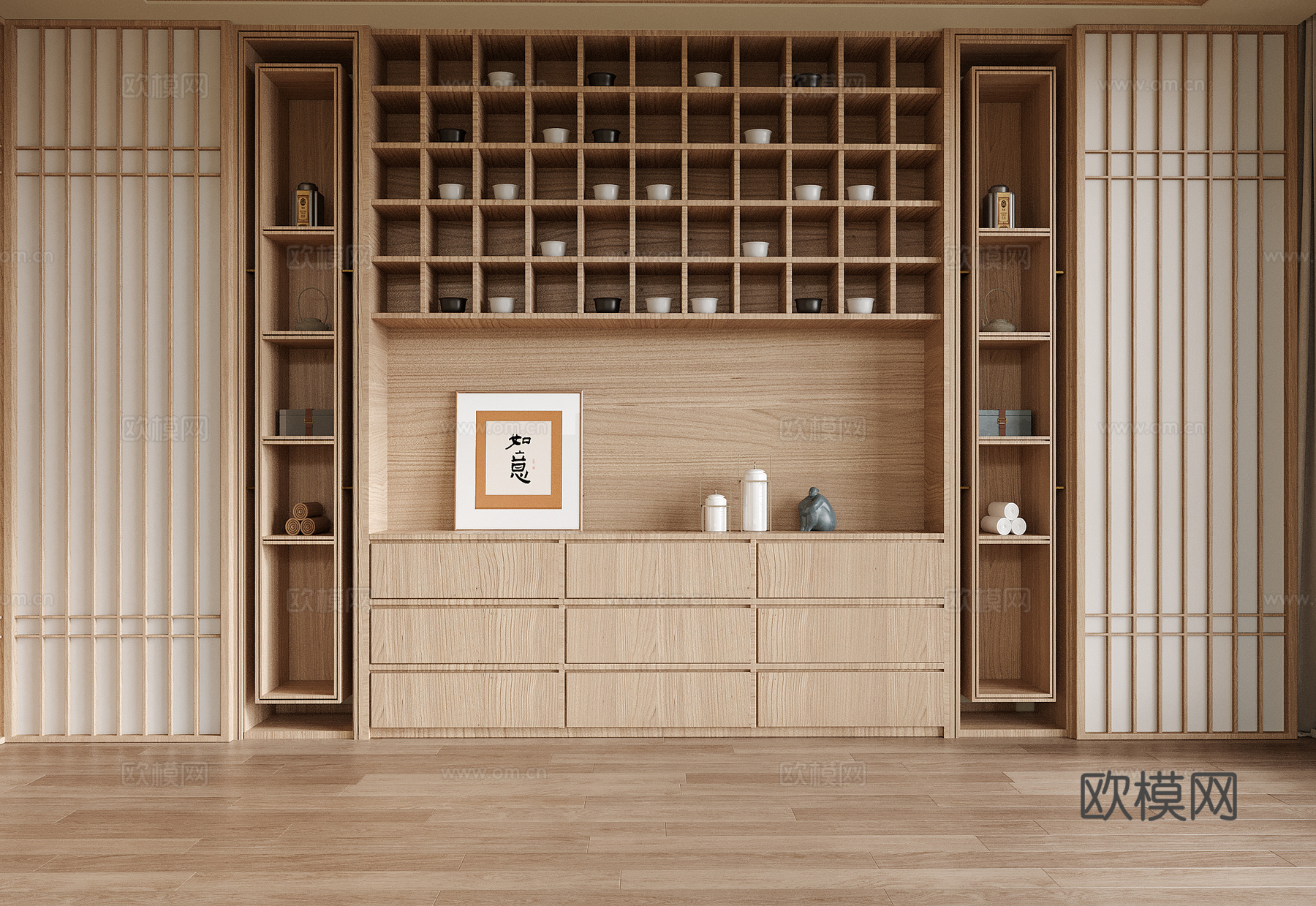 现代餐边柜 茶室柜 酒柜su模型