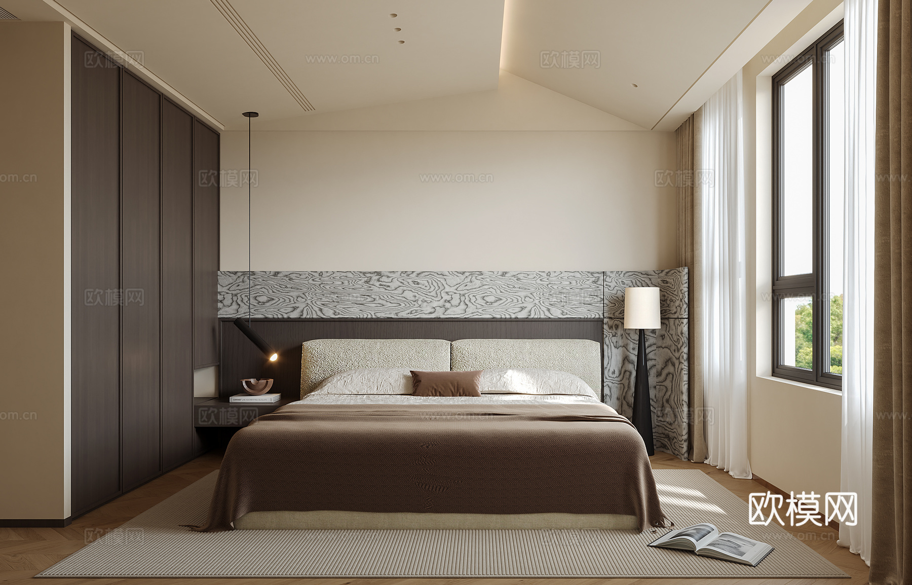现代意式卧室su模型
