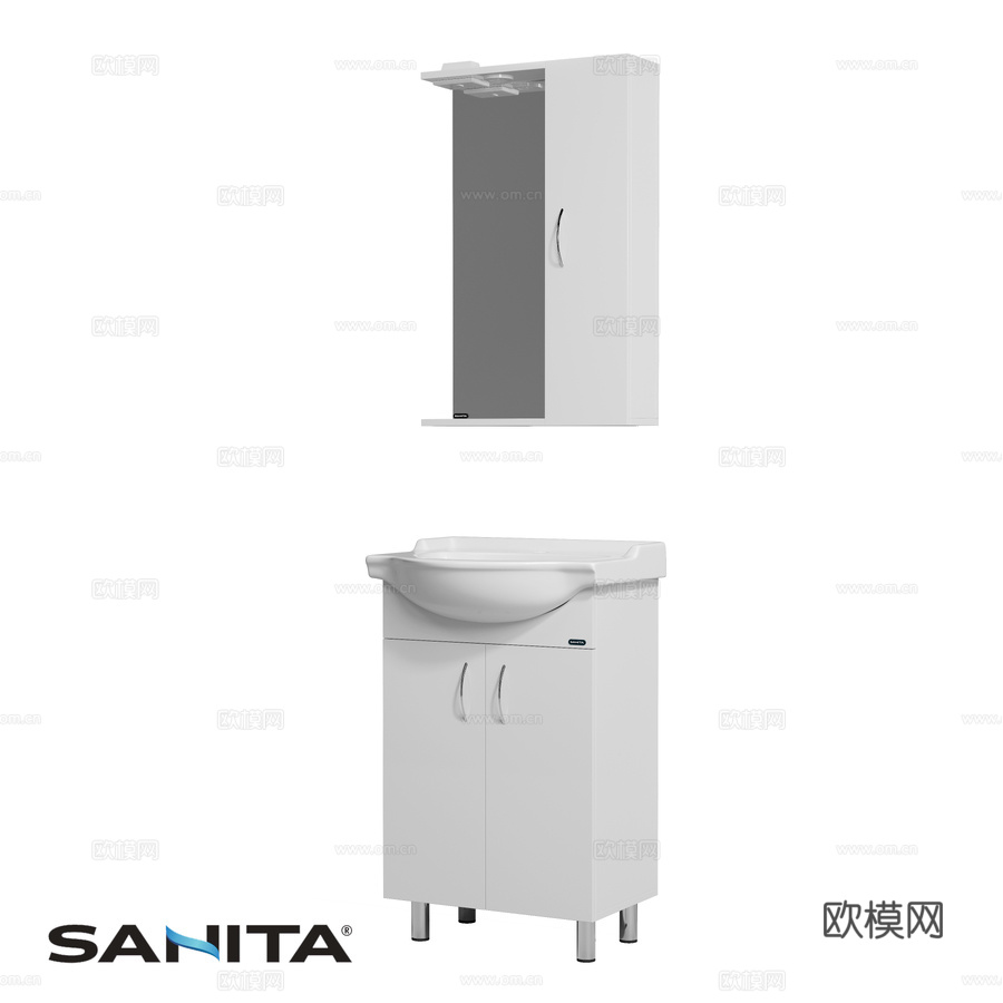 OM SANITA IDEAL 55白柜+镜子 ID3d模型下载