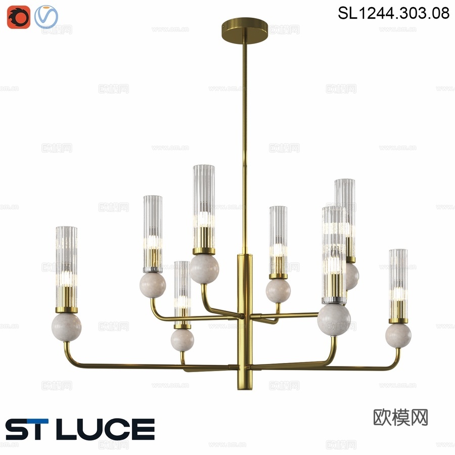 OM灯泡灯，黄铜，白色br3d模型下载