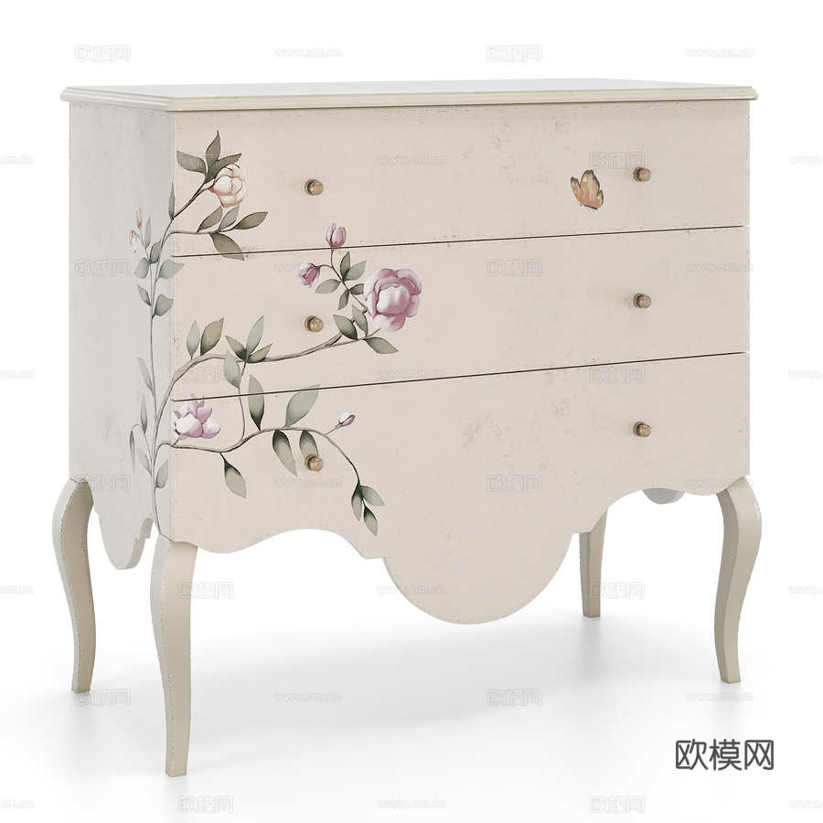(OM) 三抽屉柜 Fleur De Lis3d模型