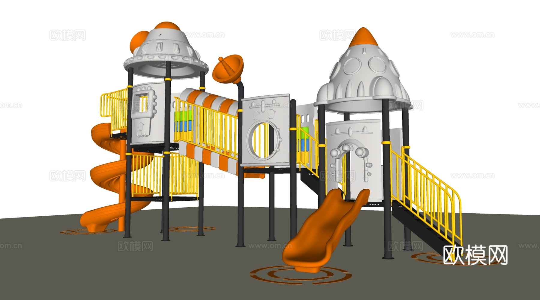 现代儿童滑梯 儿童游乐器材 儿童游乐设施su模型su模型