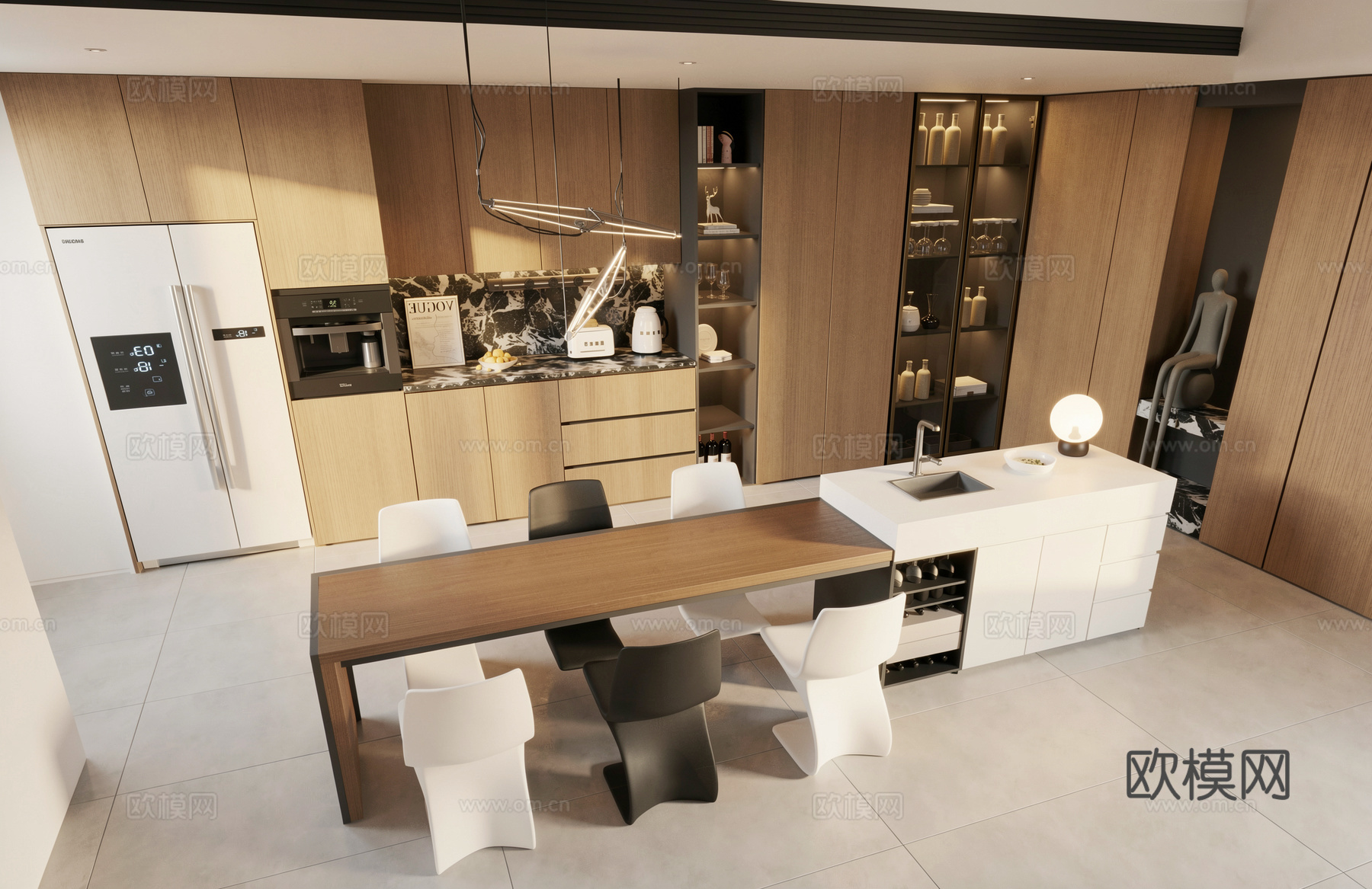 岛台餐桌su模型