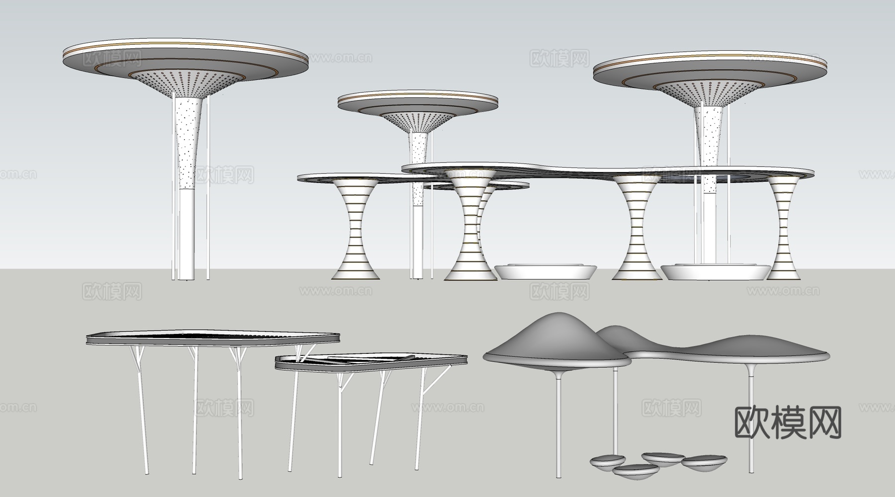 现代景观廊架 景观构筑物 景观小品su模型