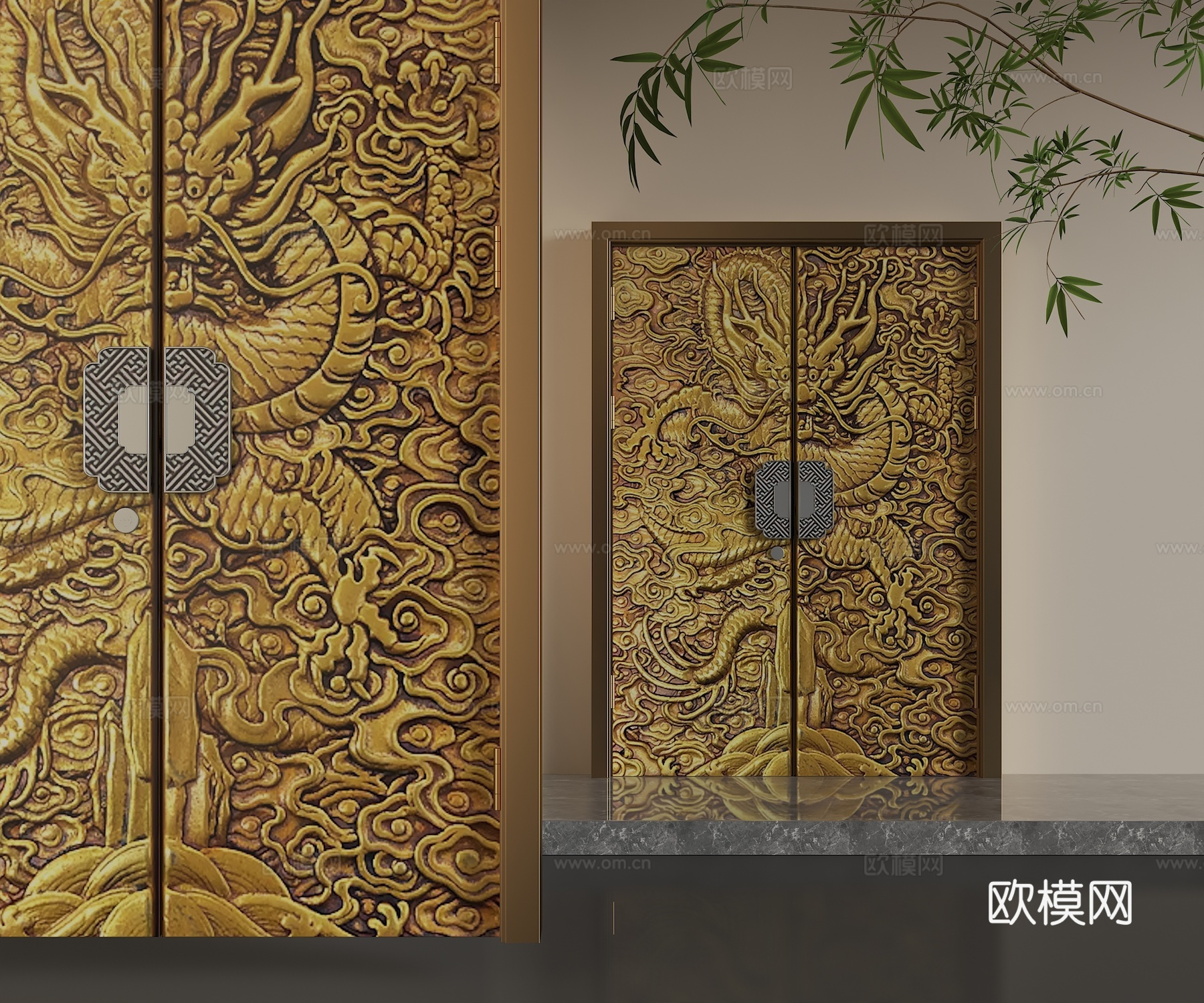 现代平开门3d模型