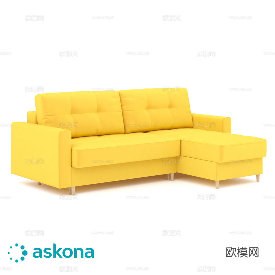 宽扶手方形Amani（阿玛尼）转角沙发3d模型下载