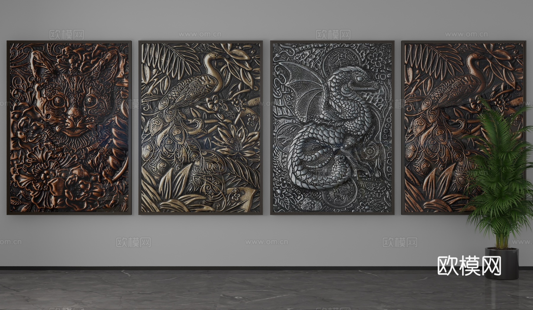 现代挂画3d模型下载