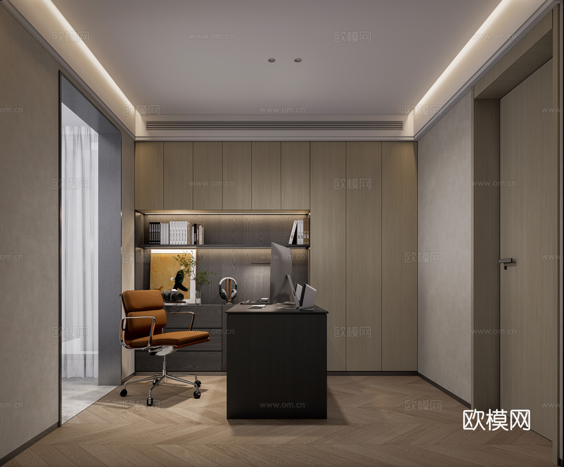 现代风格 书房su模型