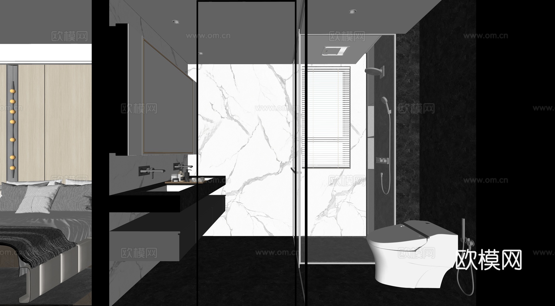 卫生间 干湿分离 三分离 卫浴 洁具su模型