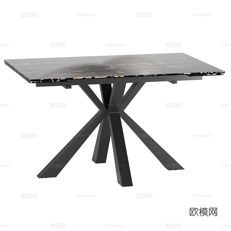 OM餐桌853可伸缩款130-180x903d模型下载