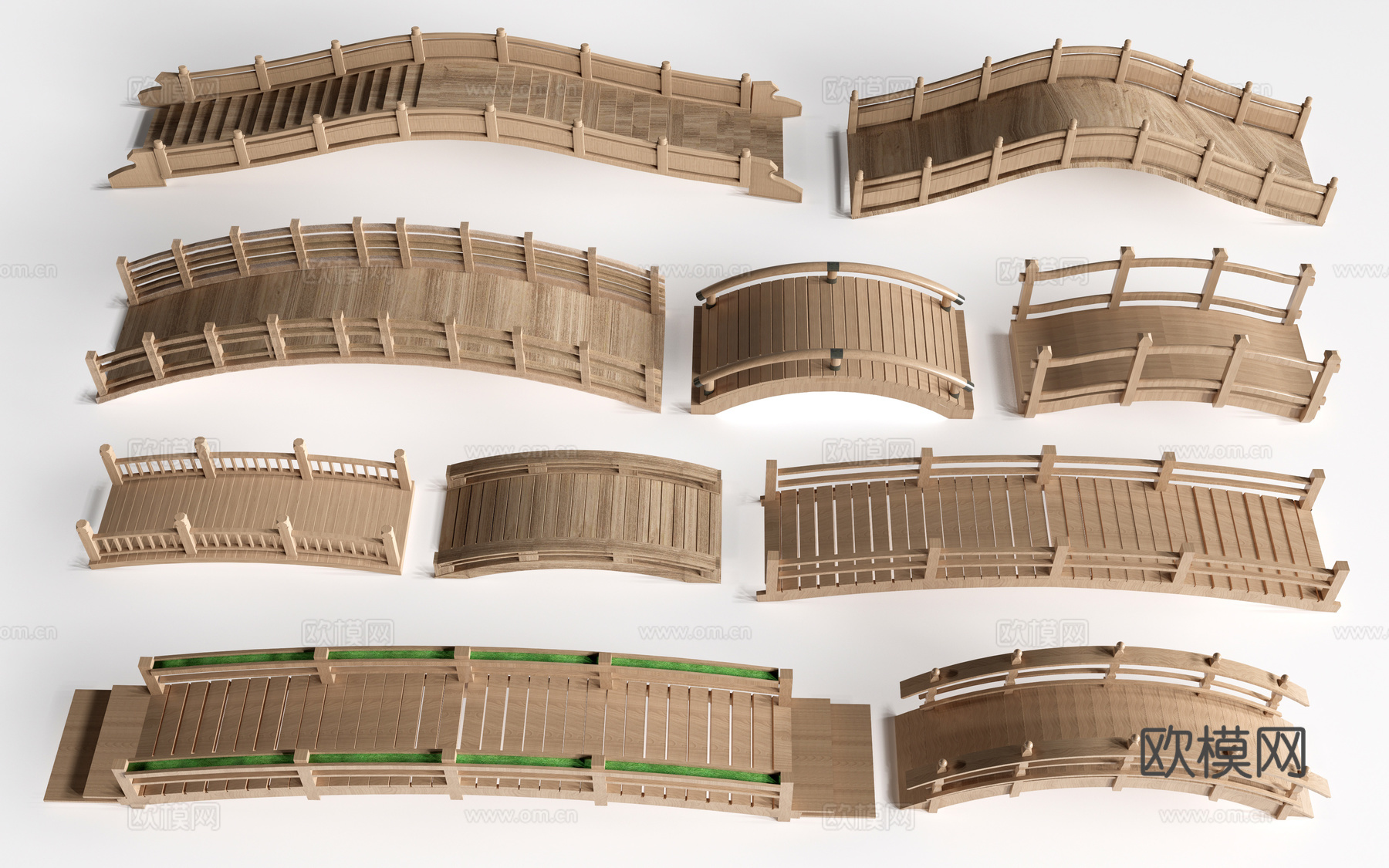 现代景观小桥 景观桥 木拱桥 公园桥su模型