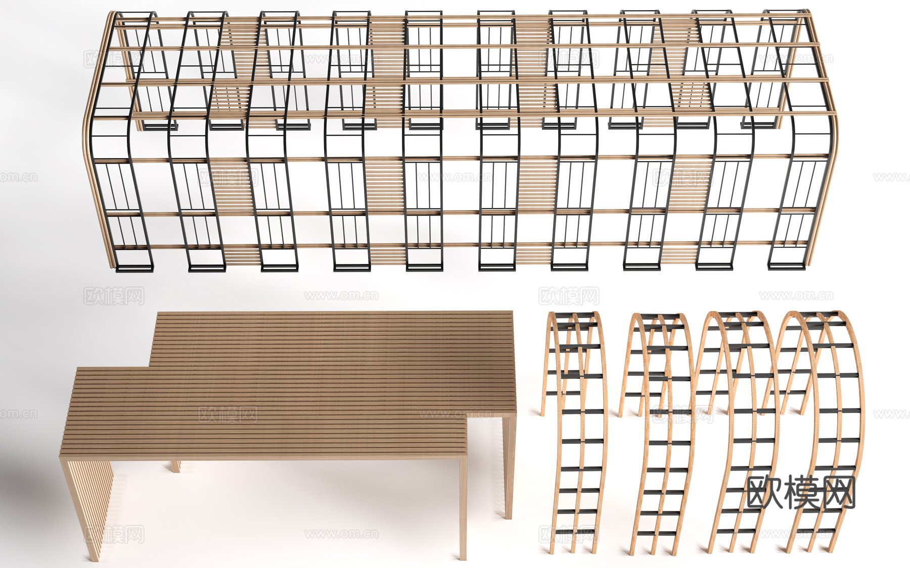现代景观花架 葡萄架 廊架 绿植爬架su模型