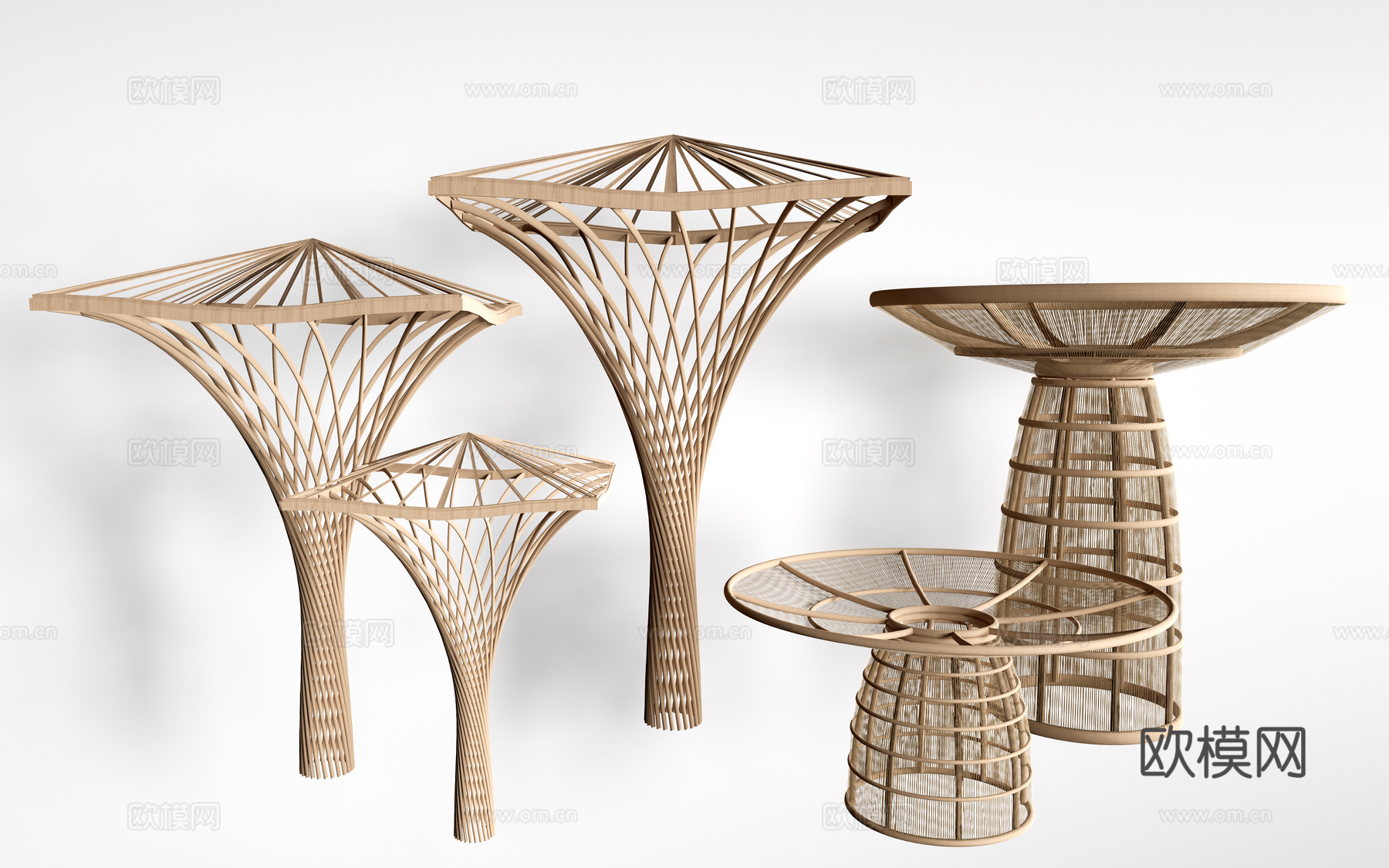 现代景观构筑物 景观构架 景观廊架 景观装置su模型
