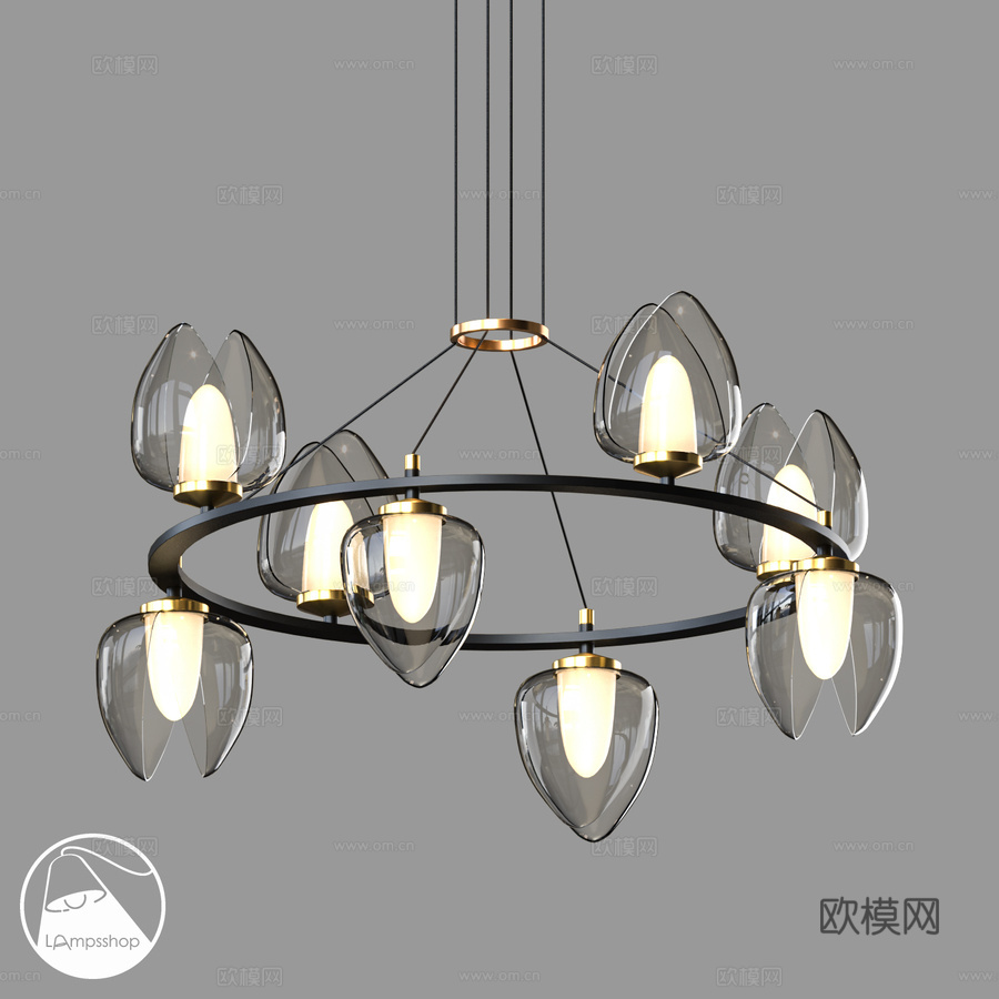 LampsShop.ru L1640 简约烛台吊灯3d模型下载