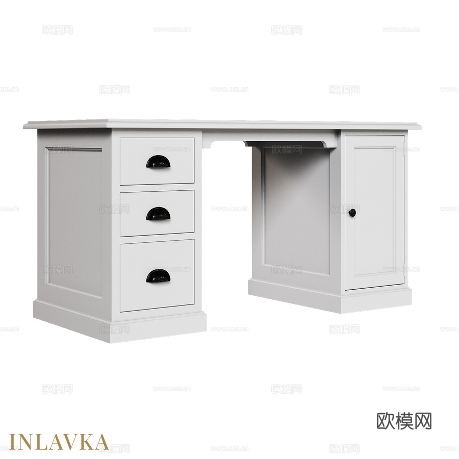 OM经典款单门三抽屉书桌3d模型下载