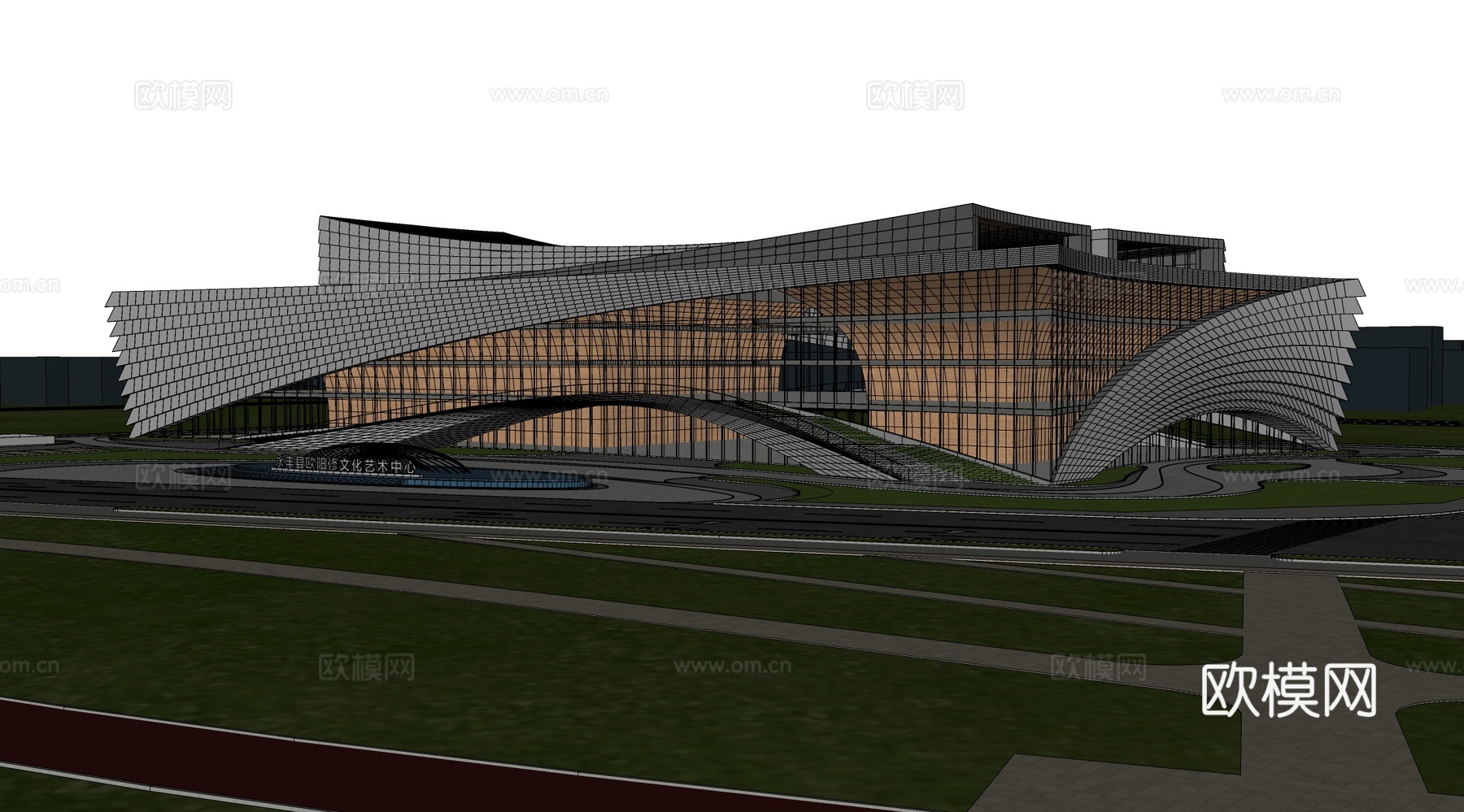 现代展览馆建筑 展览馆建筑 艺术中心建筑 博物馆建筑su模型