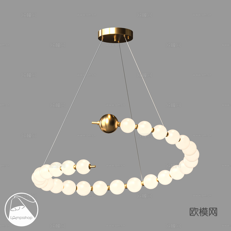 LampsShop.ru L1616 双珍珠吊灯 E款3d模型下载