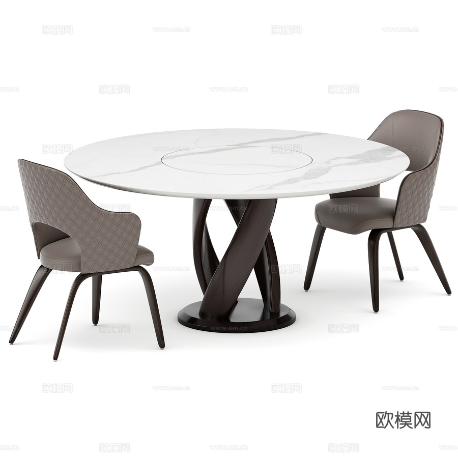带 Virtuos D 160x160 餐桌的餐桌组（Sta3d模型下载