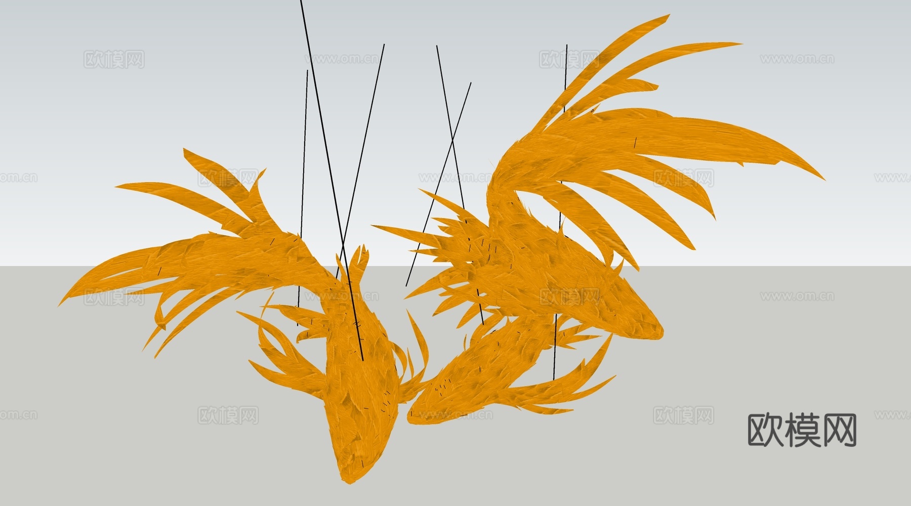 现代金鱼吊灯 锦鲤吊灯 艺术吊灯su模型