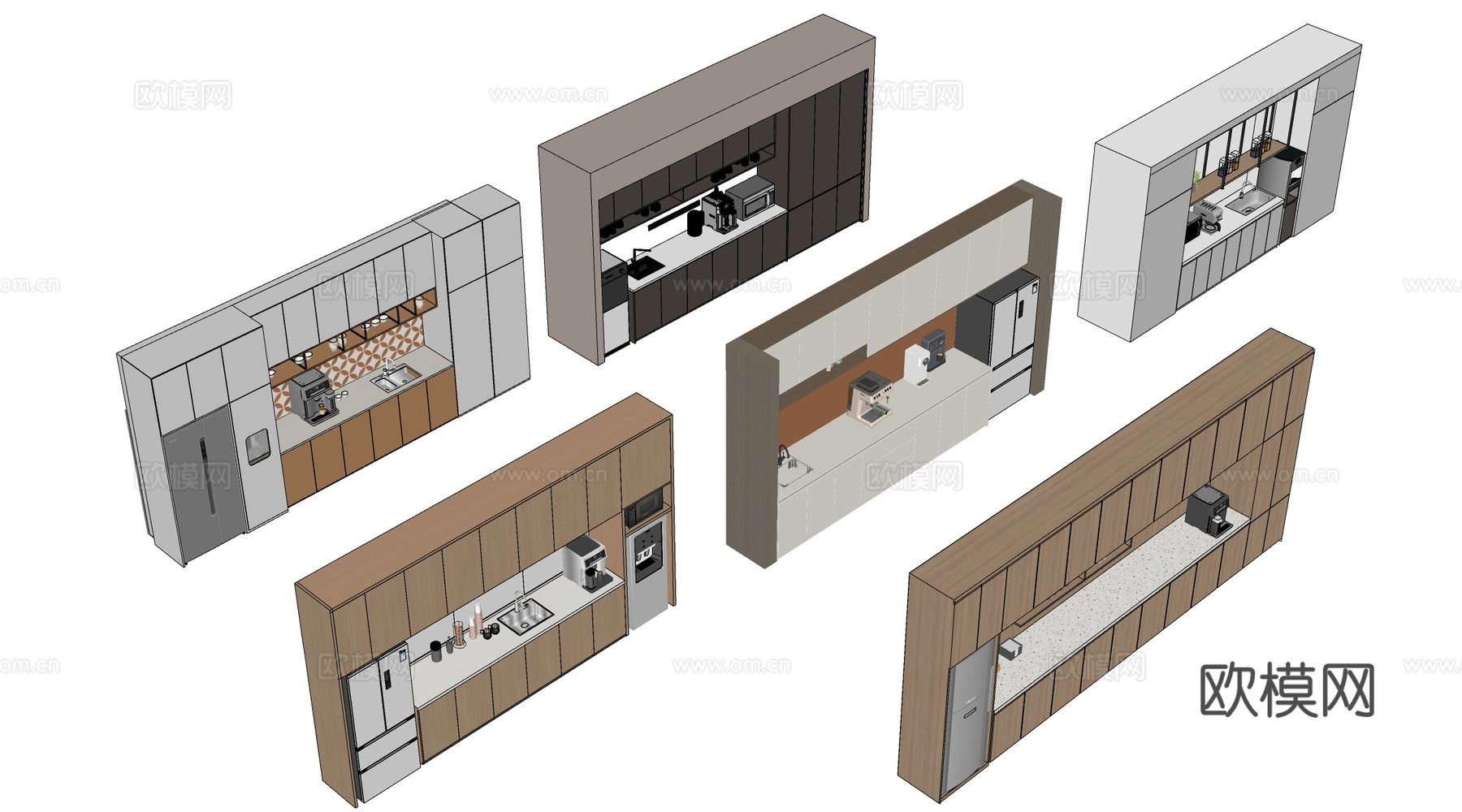 现代茶水间柜子 茶水台 茶水间储物柜 茶水柜su模型