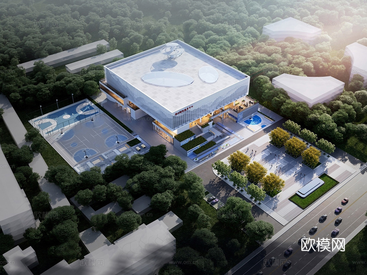 现代体育建筑  全民健身中心 体育馆建筑su模型
