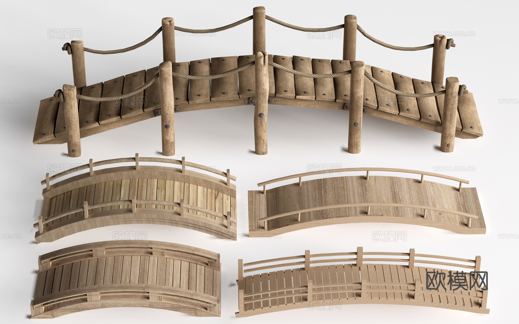 现代景观小桥 景观桥 木拱桥 公园桥su模型
